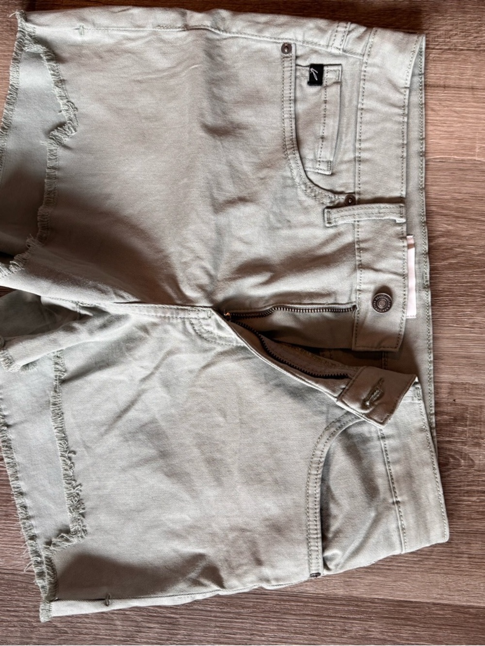 KanCan Mint Green Denim Shorts with Frayed Hem